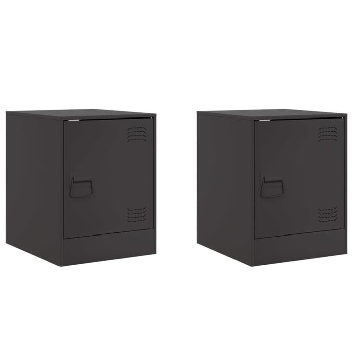 Bedside Cabinets 2pcs Black 34.5x39x44 Cm Steel Naolbn