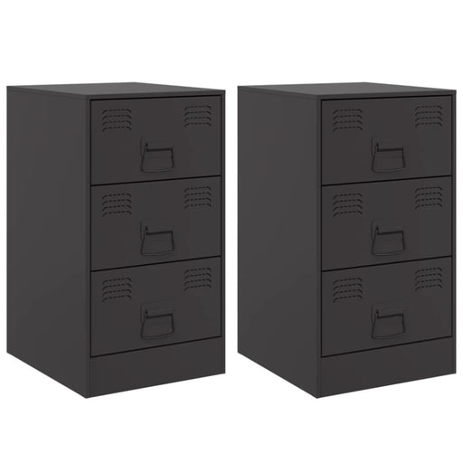 Bedside Cabinets 2pcs Black 34.5x39x62 Cm Steel Naoiil