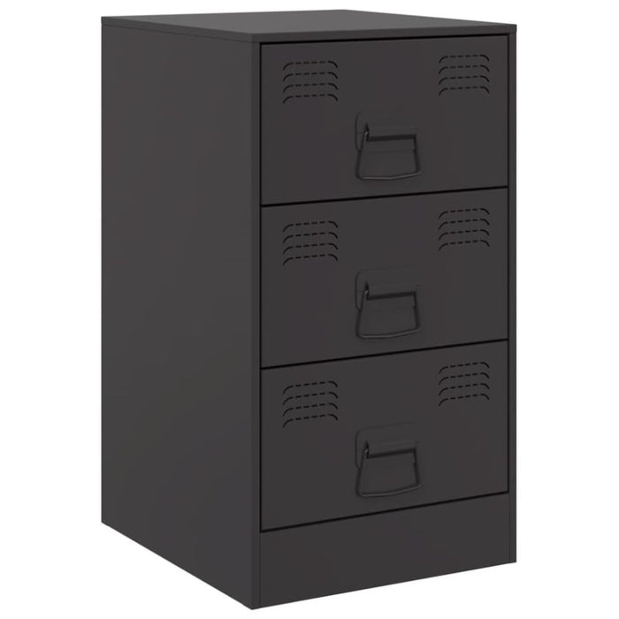 Bedside Cabinets 2pcs Black 34.5x39x62 Cm Steel Naoiil