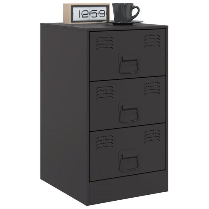 Bedside Cabinets 2pcs Black 34.5x39x62 Cm Steel Naoiil