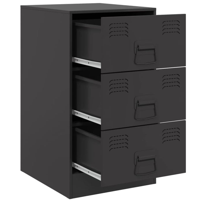 Bedside Cabinets 2pcs Black 34.5x39x62 Cm Steel Naoiil