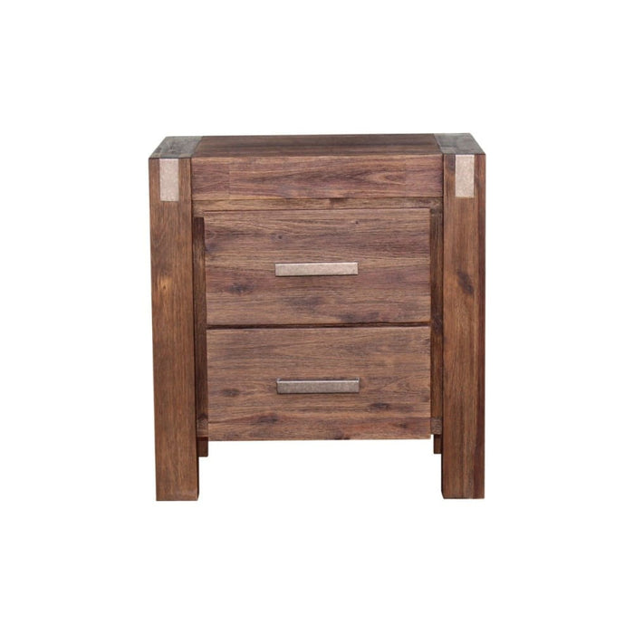 Bedside Table 2 Drawers Night Stand Solid Wood Acacia