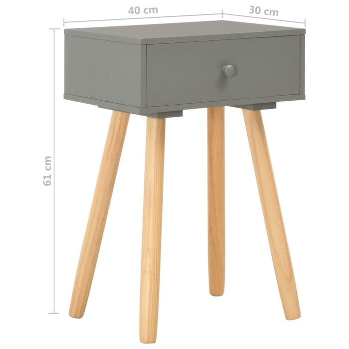 Bedside Tables 2 Pcs Grey Solid Pinewood Xnpxok