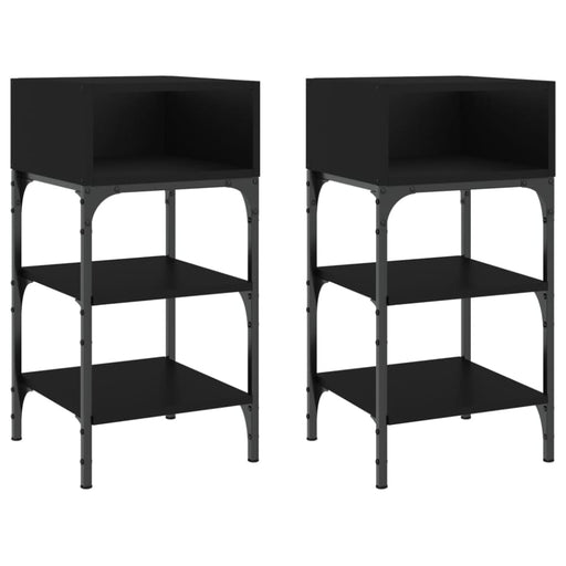 Bedside Tables 2 Pcs Black 35x34.5x70 Cm Engineered Wood