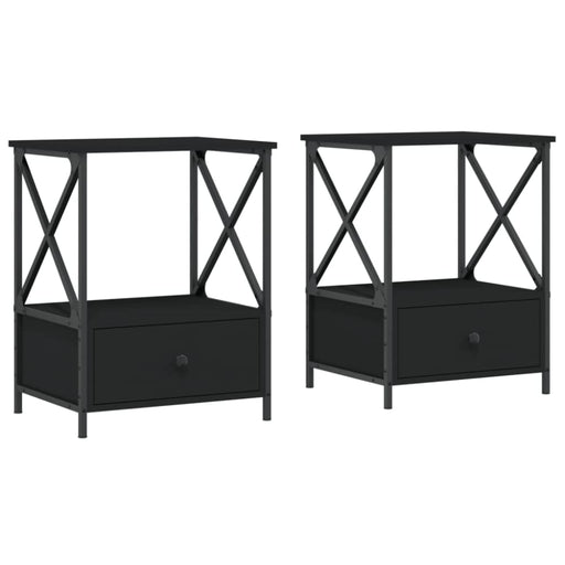 Bedside Tables 2 Pcs Black 50x41x65 Cm Engineered Wood