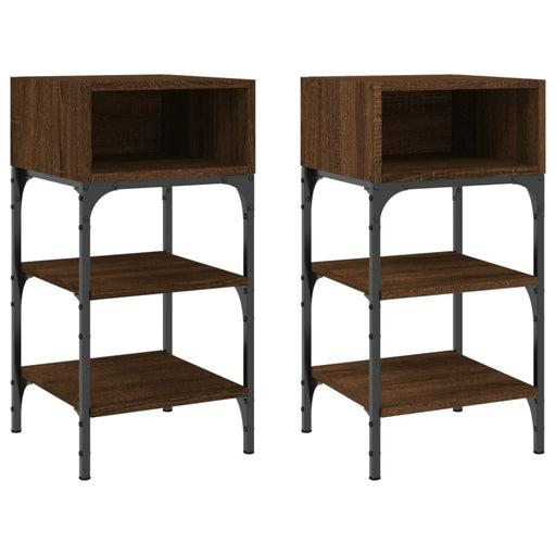 Bedside Tables 2 Pcs Brown Oak 35x34.5x70 Cm Engineered