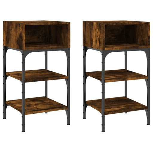 Bedside Tables 2 Pcs Smoked Oak 35x34.5x70 Cm Engineered