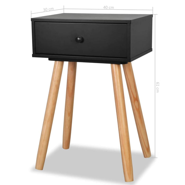 Bedside Tables 2 Pcs Solid Pinewood 40x30x61 Cm Black Xaaiao