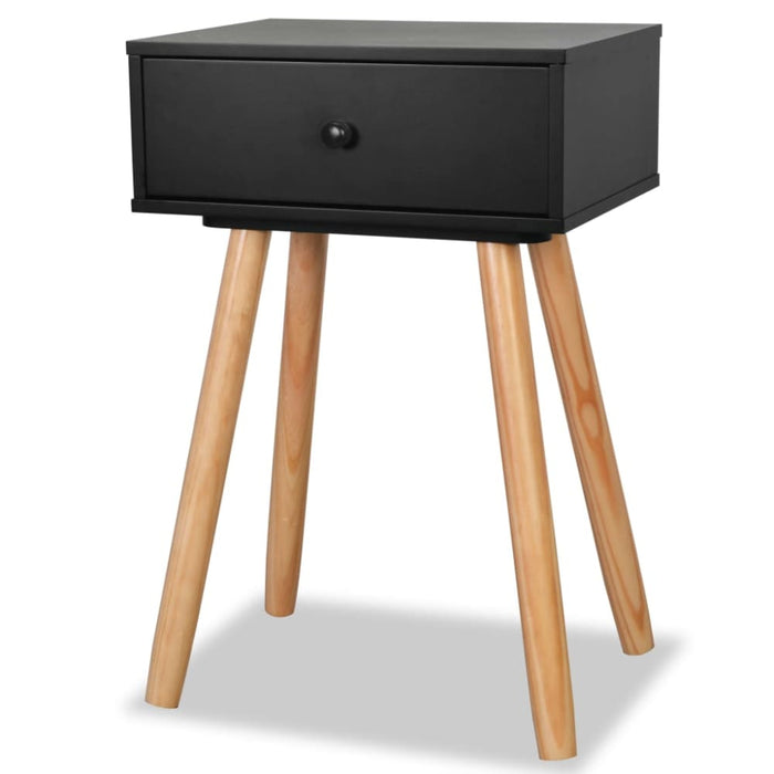 Bedside Tables 2 Pcs Solid Pinewood 40x30x61 Cm Black Xaaiao