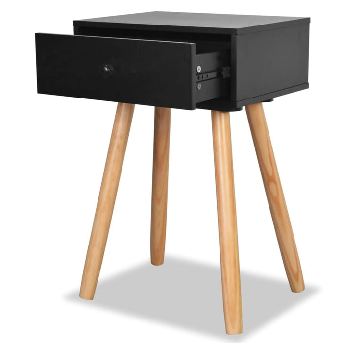 Bedside Tables 2 Pcs Solid Pinewood 40x30x61 Cm Black Xaaiao