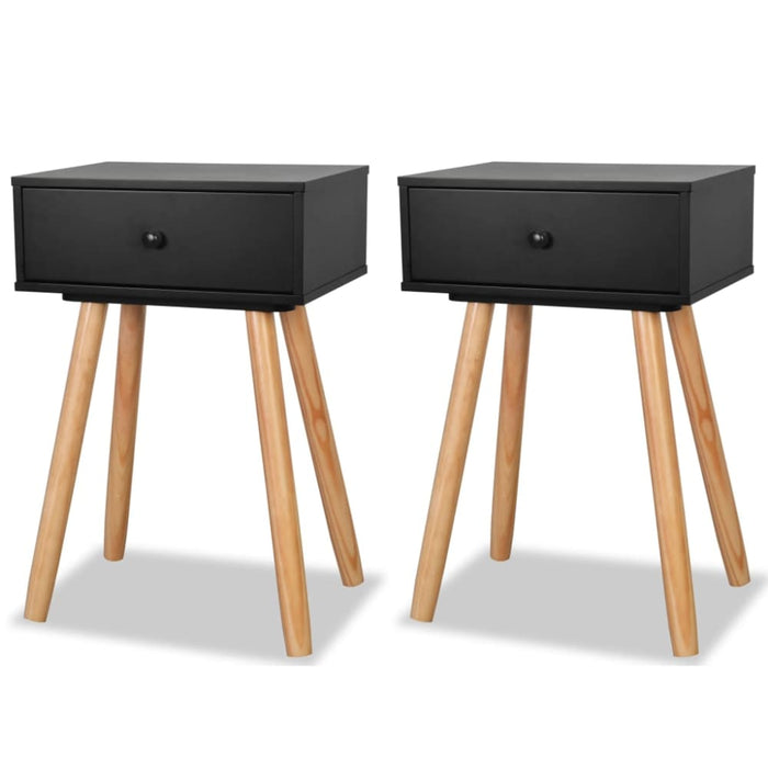 Bedside Tables 2 Pcs Solid Pinewood 40x30x61 Cm Black Xaaiao