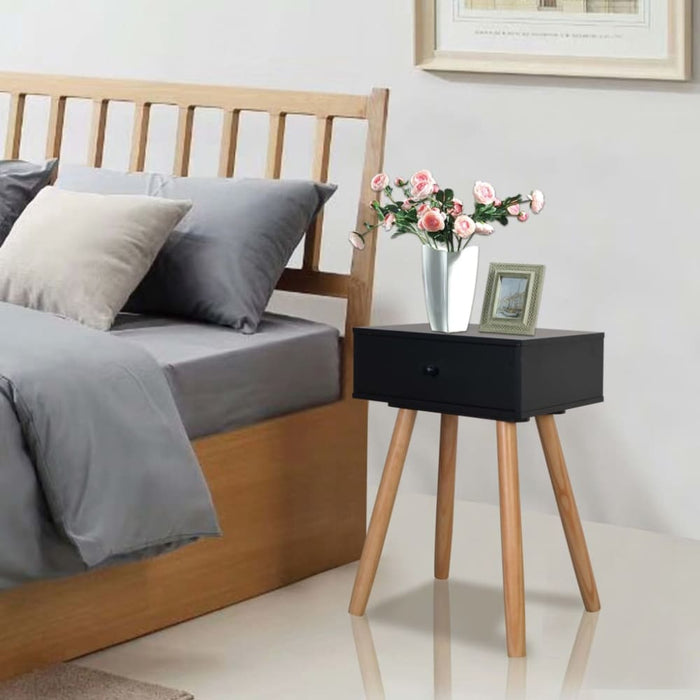 Bedside Tables 2 Pcs Solid Pinewood 40x30x61 Cm Black Xaaiao