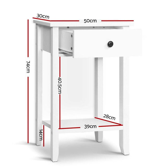 Bedside Tables Drawer Side Table Nightstand White Storage