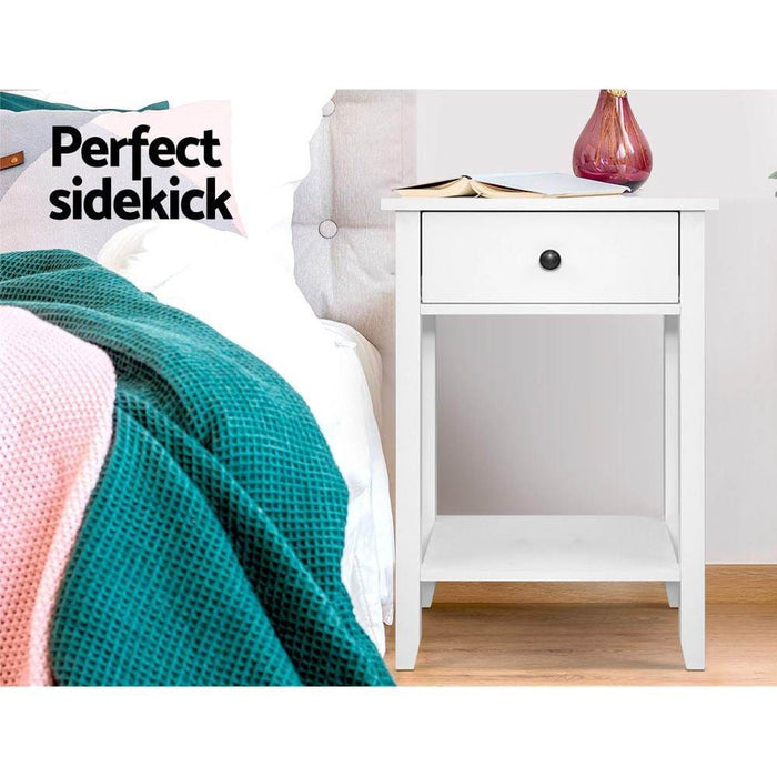 Bedside Tables Drawer Side Table Nightstand White Storage