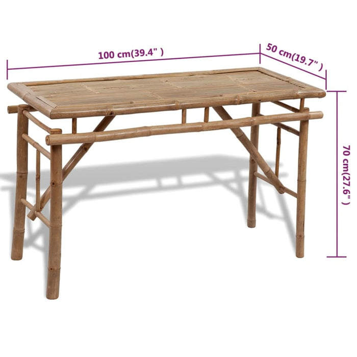 Beer Table With 2 Benches 100 Cm Bamboo Aopbx