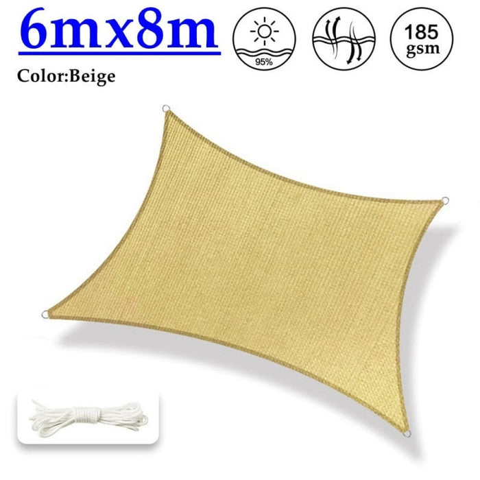 Beige Hdpe Sunshade Net Garden Shelter Balcony Cloth Pool