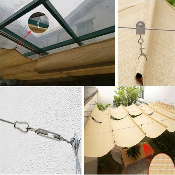 Beige Hdpe Telescopic Wave Sunshade Net Gazebo Awning