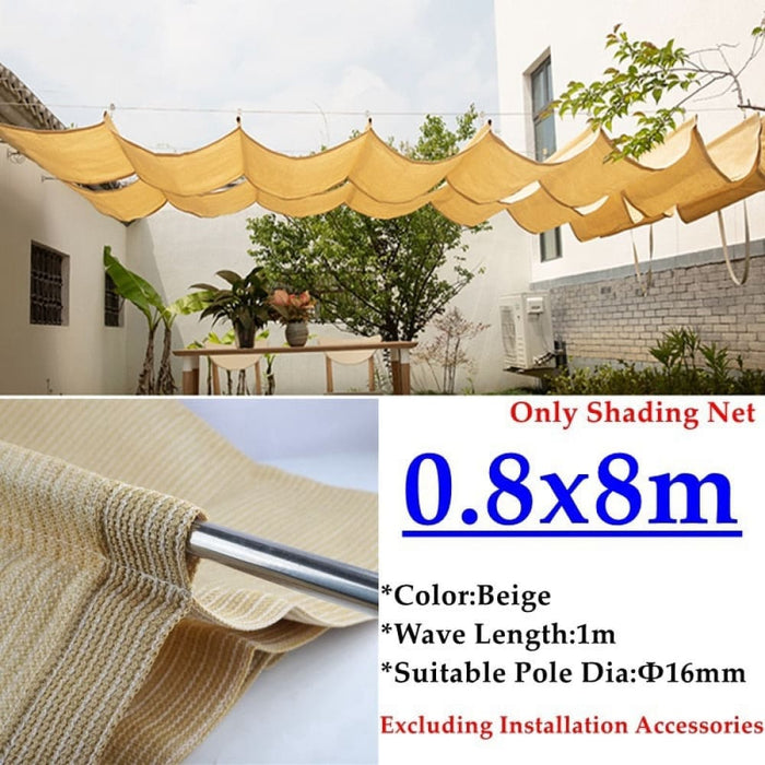 Beige Hdpe Telescopic Wave Sunshade Net Gazebo Awning