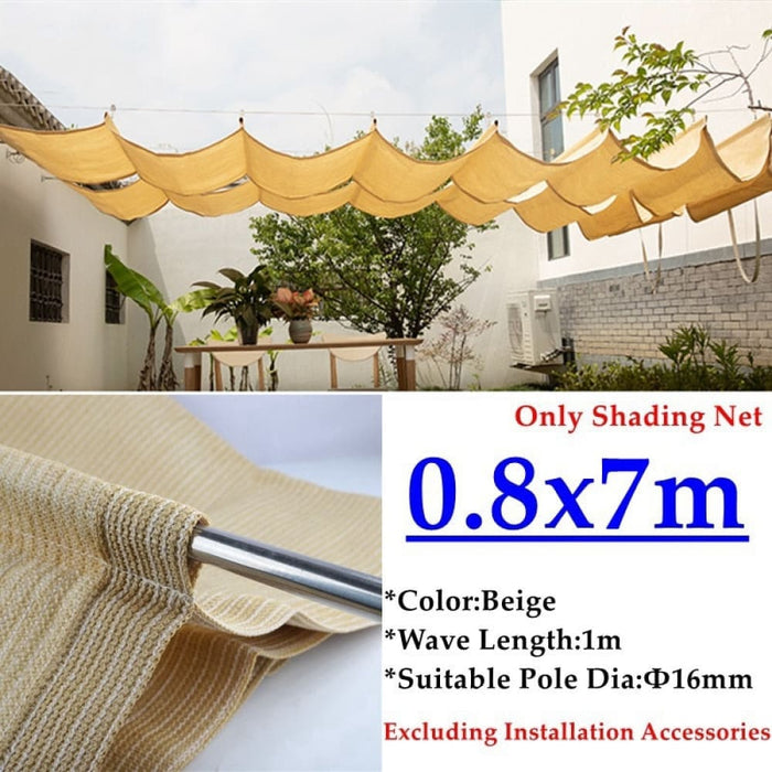 Beige Hdpe Telescopic Wave Sunshade Net Gazebo Awning