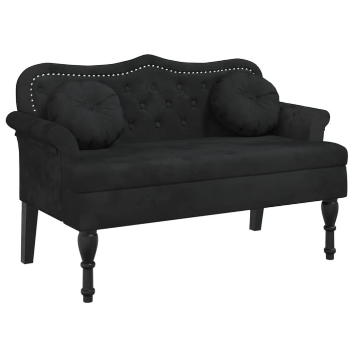 Bench With Cushions Black 120.5x65x75 Cm Velvet Tixoap