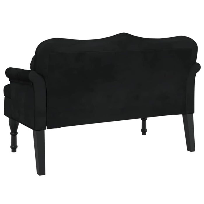 Bench With Cushions Black 120.5x65x75 Cm Velvet Tixoap