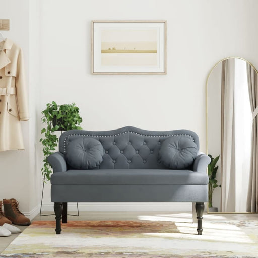 Bench With Cushions Dark Grey 120.5x65x75 Cm Velvet Tixoao