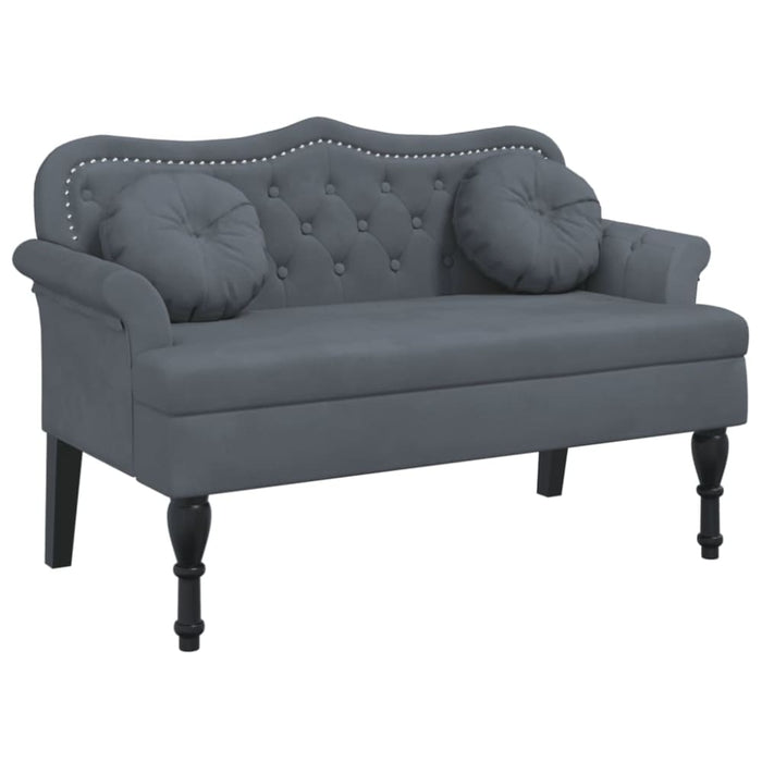 Bench With Cushions Dark Grey 120.5x65x75 Cm Velvet Tixoao