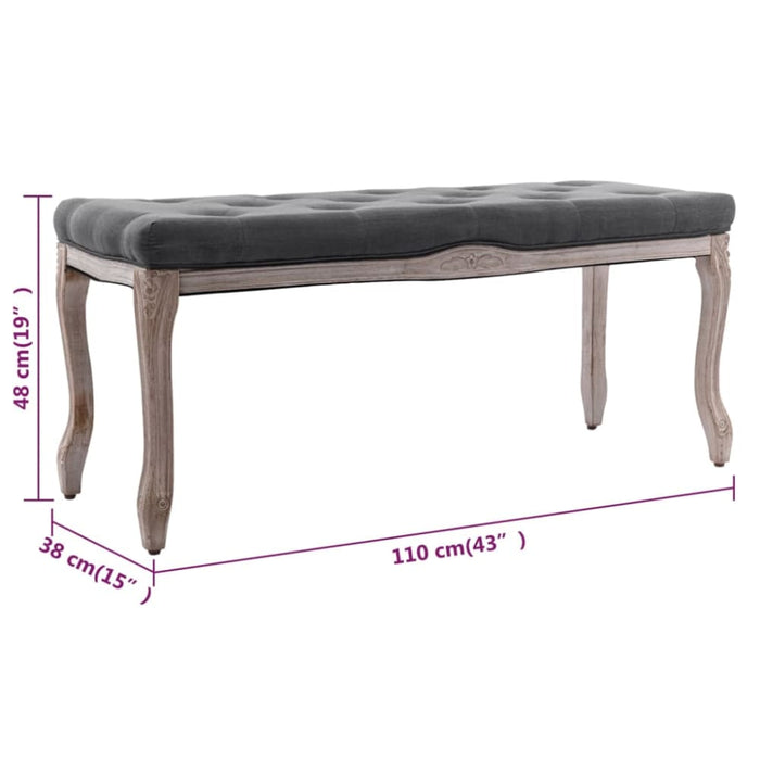 Bench Linen Solid Wood 110x38x48 Cm Dark Grey Xaptlb