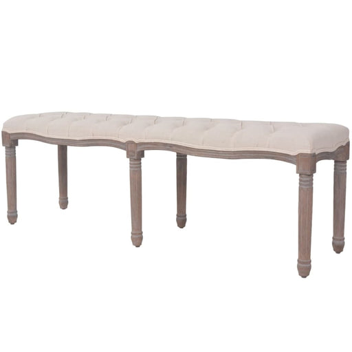 Bench Linen Solid Wood 150x40x48 Cm Cream White Xaptlo