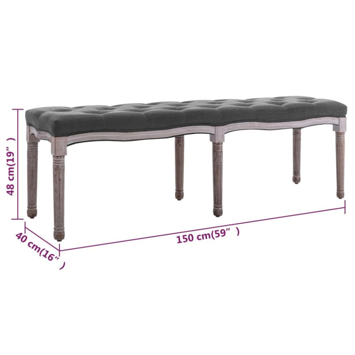 Bench Linen Solid Wood 150x40x48 Cm Dark Grey Xaptlx