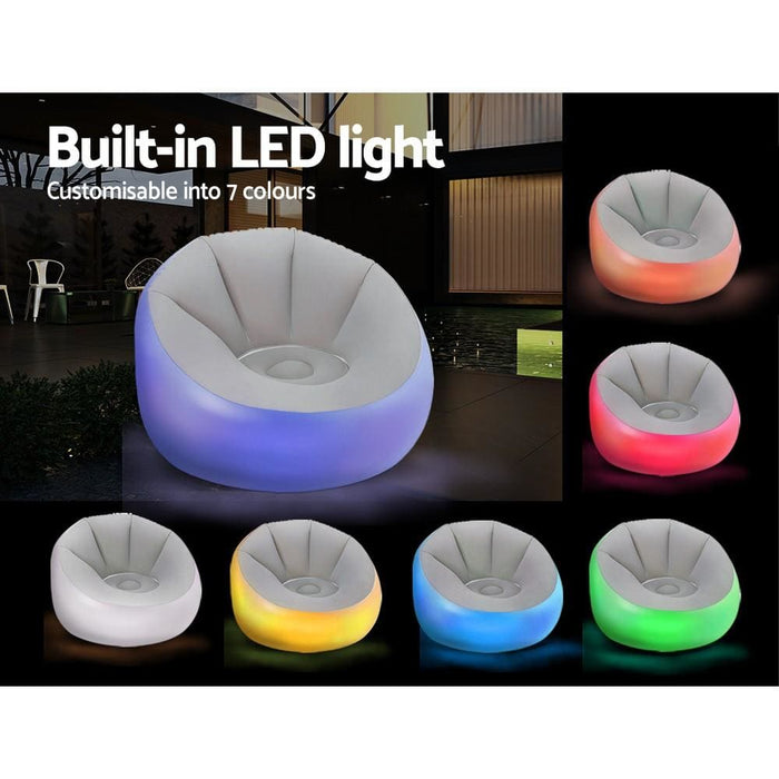 Bestway Inflatable Seat Sofa Led Light Chair Outdoor Lounge