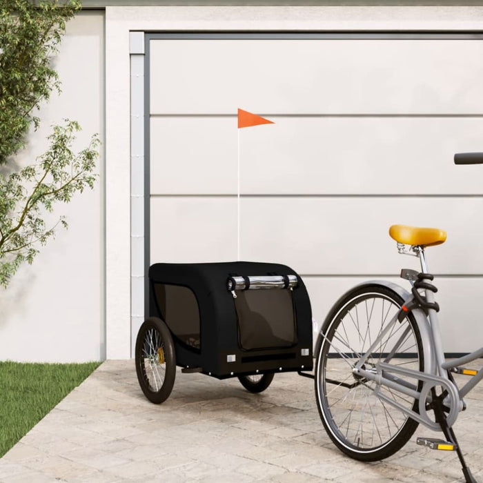 Dog Bike Trailer Black Oxford Fabric And Iron Kabob