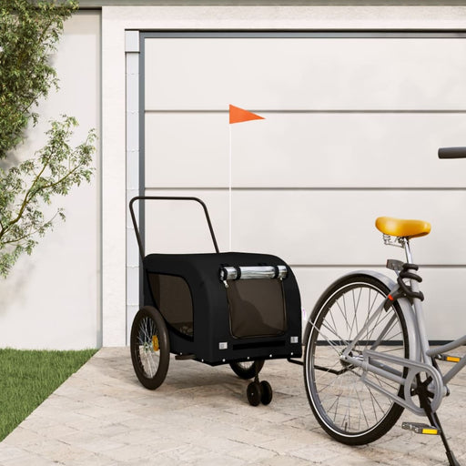 Dog Bike Trailer Black Oxford Fabric And Iron Kabto