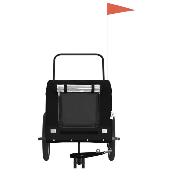 Dog Bike Trailer Black Oxford Fabric and Iron Kabto