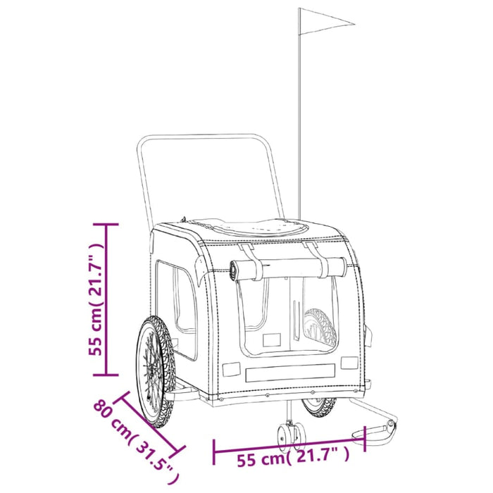 Dog Bike Trailer Black Oxford Fabric and Iron Kabto