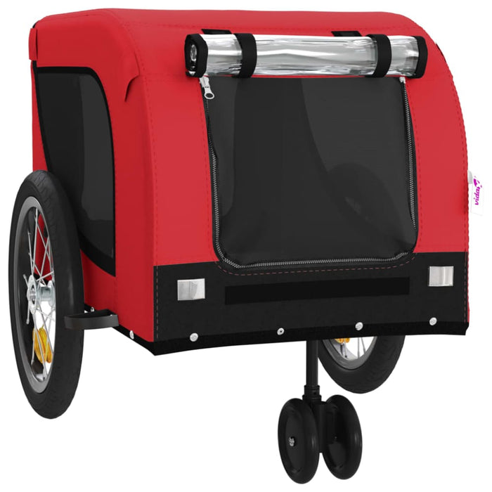 Dog Bike Trailer Red And Black Oxford Fabric Iron Kabxb