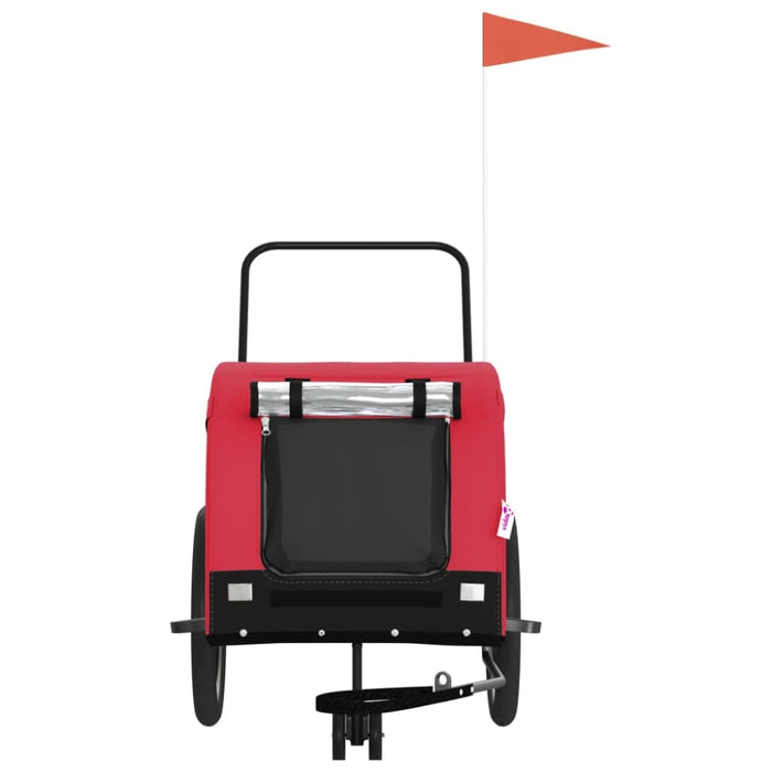 Dog Bike Trailer Red and Black Oxford Fabric Iron Kabxi