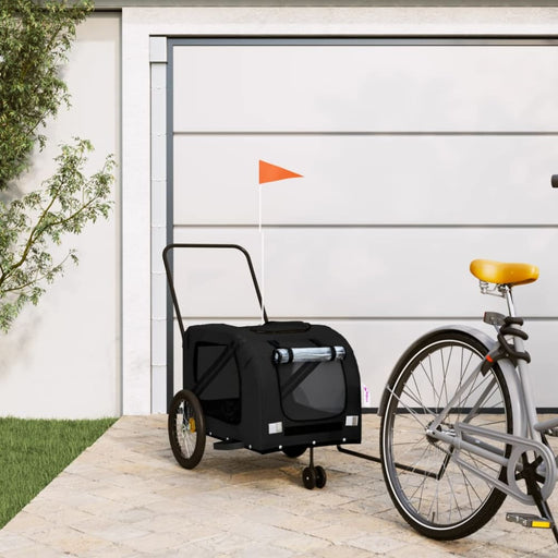 Dog Bike Trailer Black Oxford Fabric And Iron Ktkbp