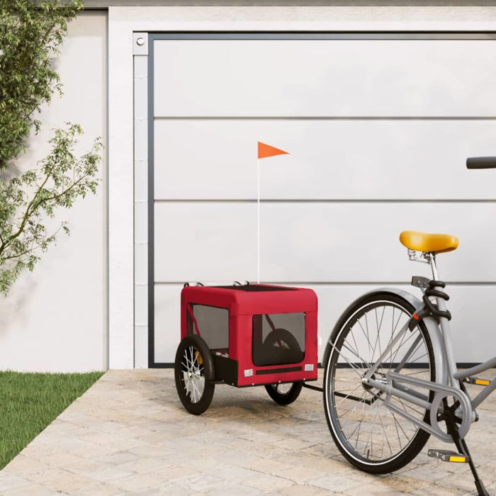 Dog Bike Trailer Red And Black Oxford Fabric Iron Ktkop