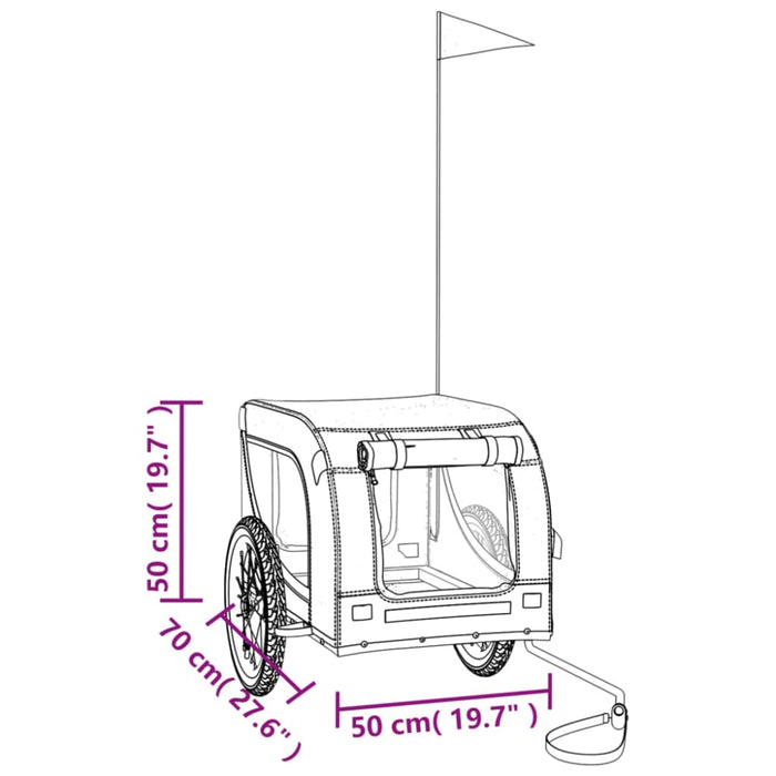 Pet Bike Trailer Grey and Black Oxford Fabric Iron Kabbb