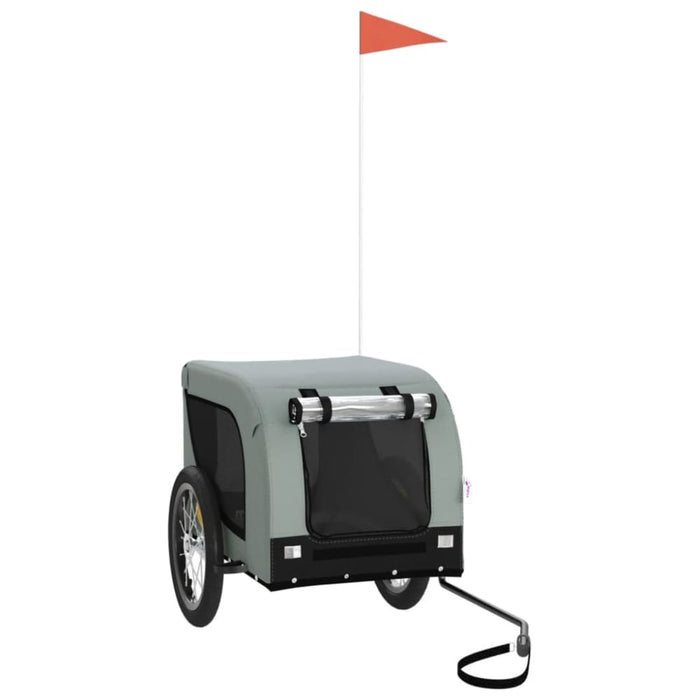Pet Bike Trailer Grey and Black Oxford Fabric Iron Kabbb