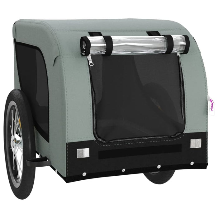 Pet Bike Trailer Grey and Black Oxford Fabric Iron Kabbb