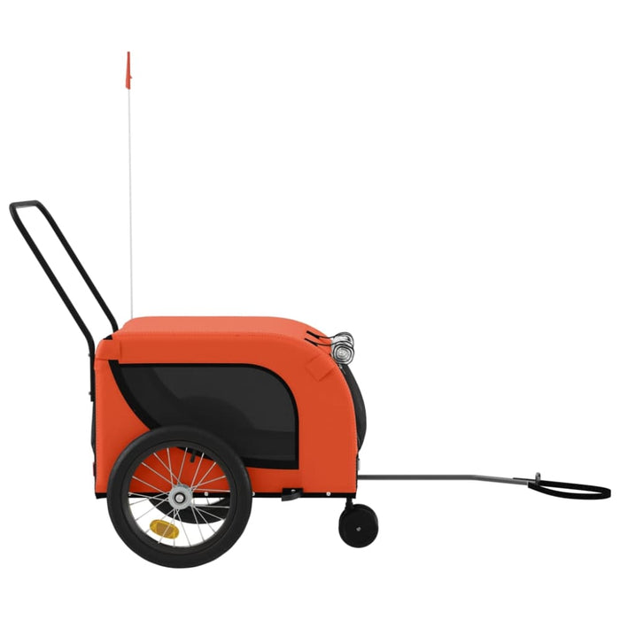 Dog Bike Trailer Orange and Black Oxford Fabric Iron Kabok