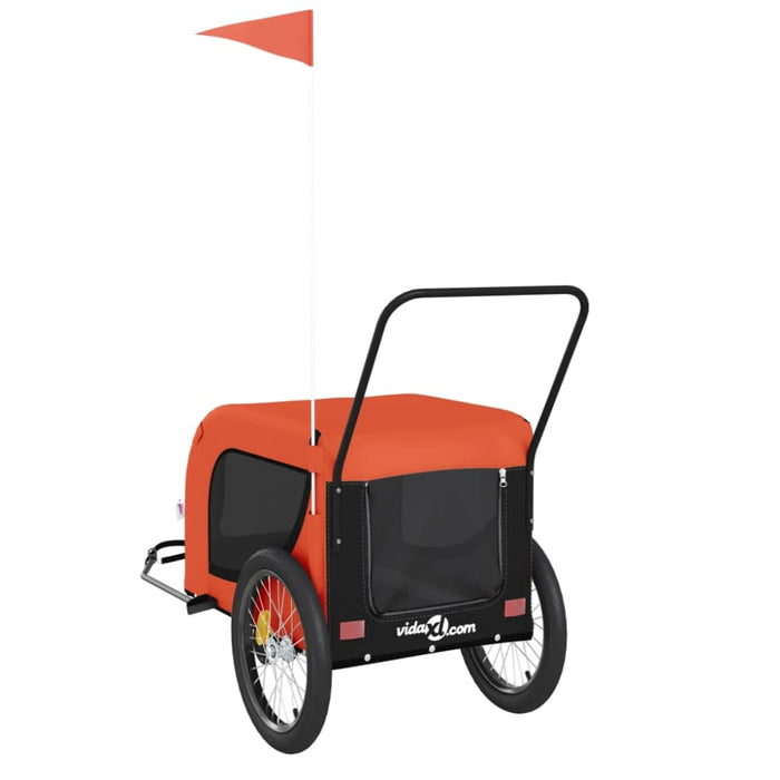 Dog Bike Trailer Orange and Black Oxford Fabric Iron Kabxl