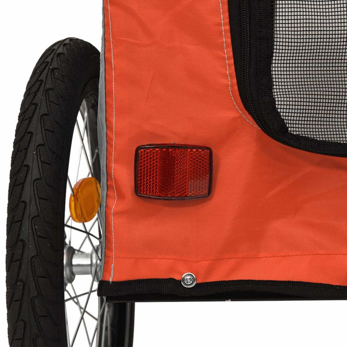 Dog Bike Trailer Orange And Grey Oxford Fabric Iron Ktnpo