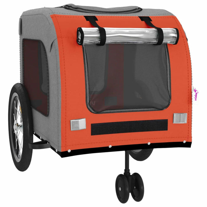 Dog Bike Trailer Orange And Grey Oxford Fabric Iron Ktnpo