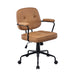 Black Frame Faux Leather Home Office Chair In Brown