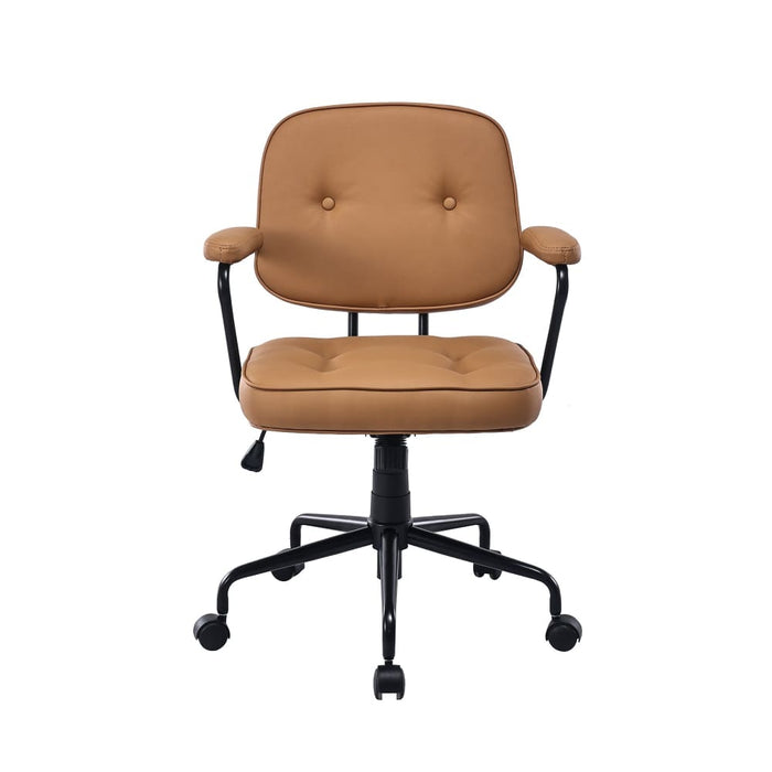 Black Frame Faux Leather Home Office Chair In Brown