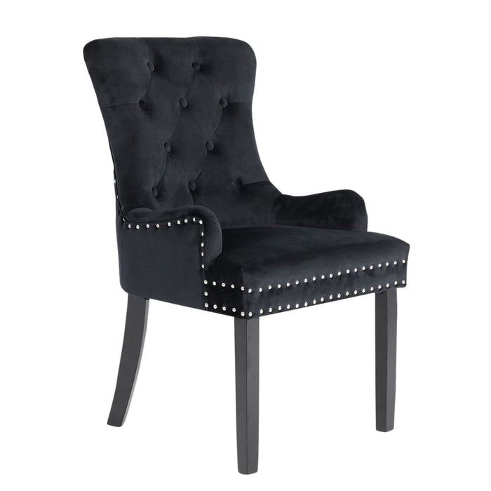 Black French Provincial Dining Chair Ring Studded Lisse