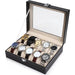 Black Pu Leather Watch Organizer Display Storage Box Cases